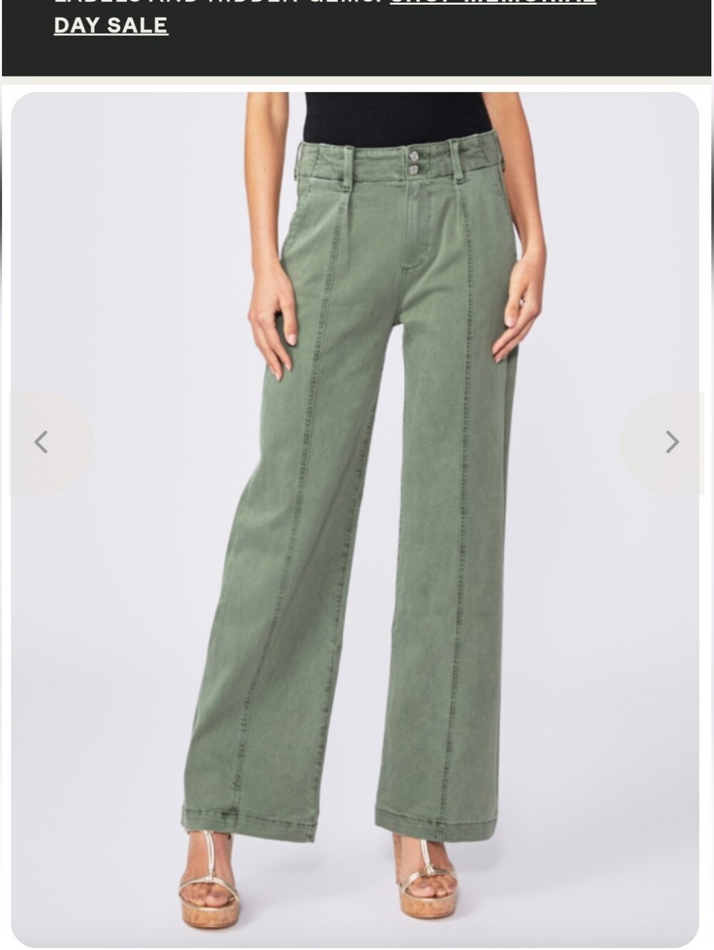 Paige Brooklyn High-Waist Cropped Wide Leg Utility Pants in Vintage Ivy Green - Picture 2 of 13